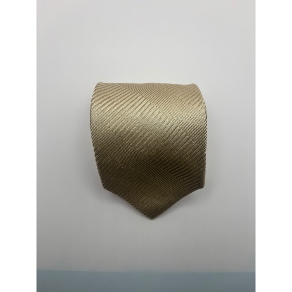 Setazone Mens Champagne Gold Diagonal Ribbed Textured Formal Necktie